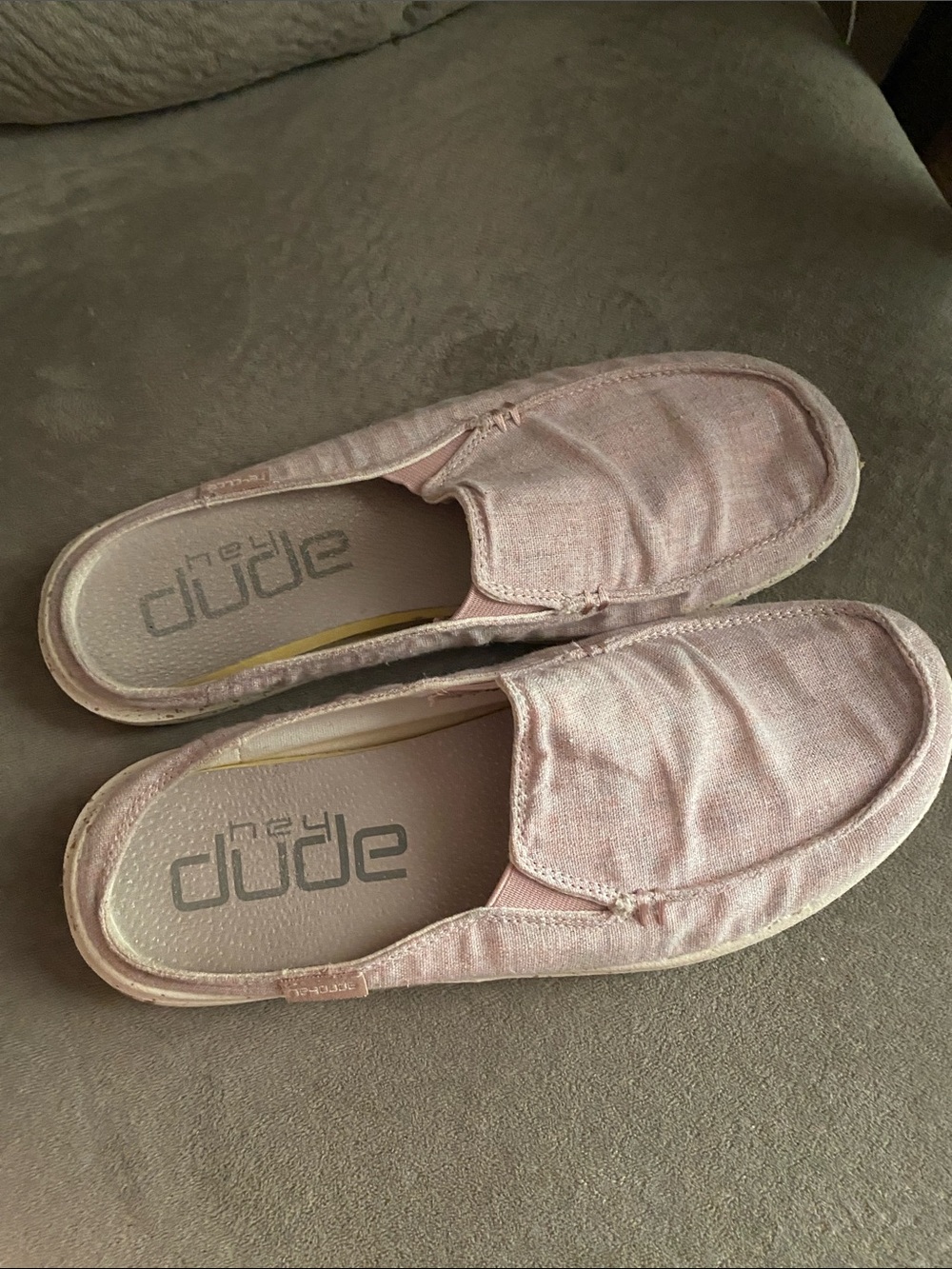 Hey Dude Women's Slip-On Mules in Light Pink Canvas